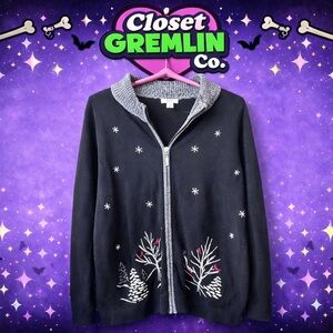 CJ Banks Black and Gray Winter Sweatshirt 100% Cotton